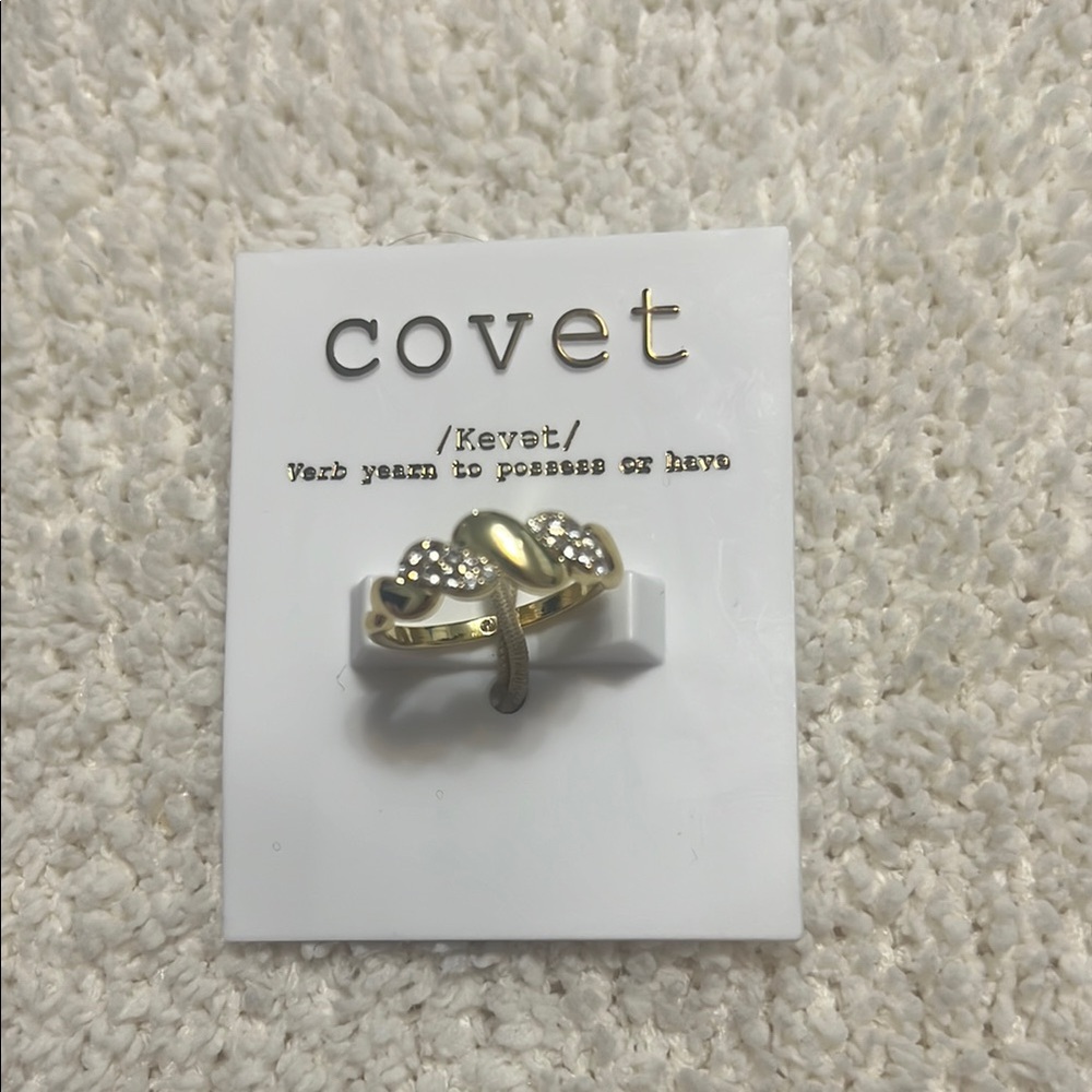 COVET Twisted Gold Tone With Stones Ring Size 8
